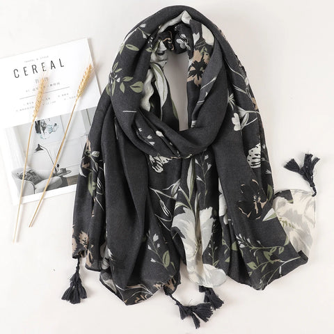 Luxury Cotton Scarf for Women - Large Shawl & Hijab