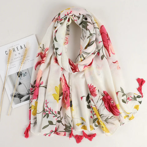 Luxury Cotton Scarf for Women - Large Shawl & Hijab