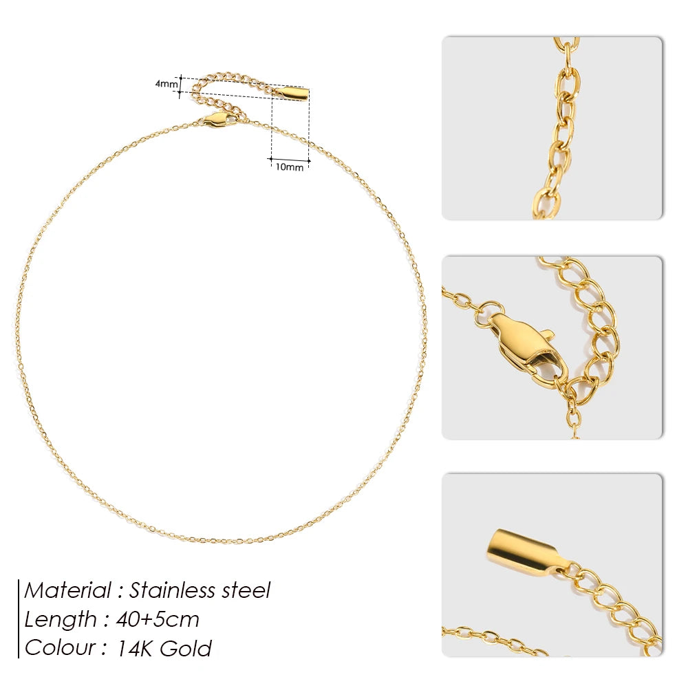 eManco Classic Fine Chain Gold-Plated Men's Necklace - Adjustable Stainless Steel with Upgraded Lobster Clasp