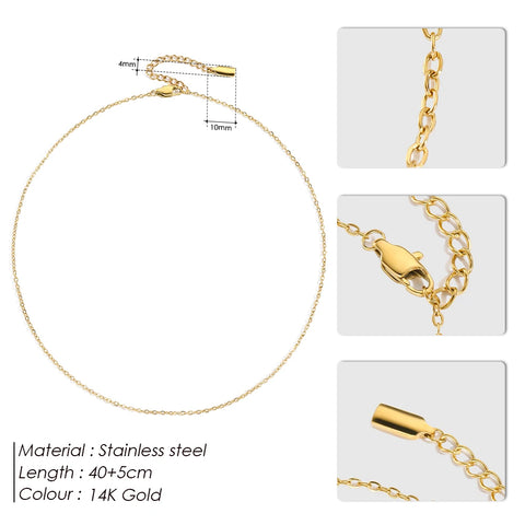eManco Classic Fine Chain Gold-Plated Men's Necklace - Adjustable Stainless Steel with Upgraded Lobster Clasp
