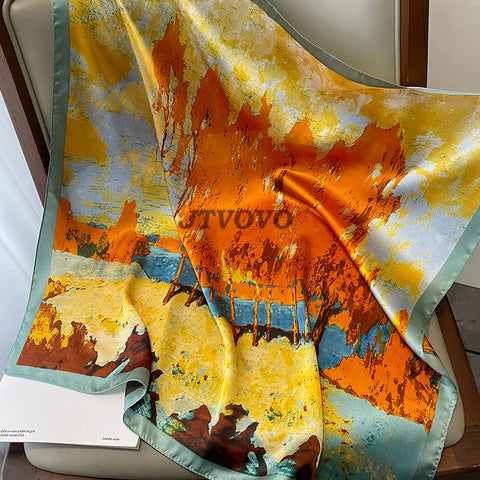 Elegant 70x70cm Silk Feeling Scarf