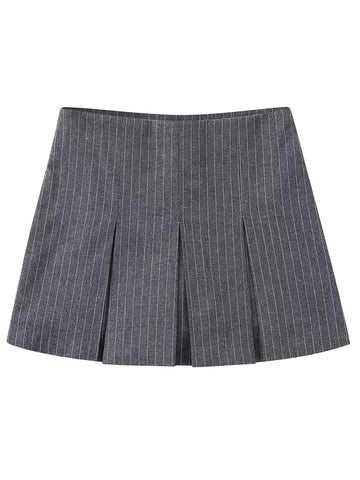 MUJER High Waist Plooirok Shorts - Stijlvolle Gestreepte Bermuda Mini Shorts voor Dames 