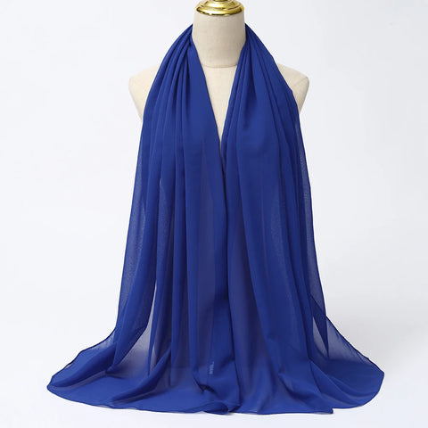 Elegant Muslim Chiffon Hijab Scarf - Lightweight Long Solid Color Head Wrap for Women
