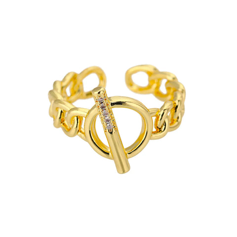 Classic Twist Chain Open Rings for Women - Zircon Stainless Steel Geometric Couple Ring