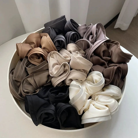 Korean Big Hair Tie Ribbon Scrunchies - Elegant Satin Elastic Hair Accessories for Women