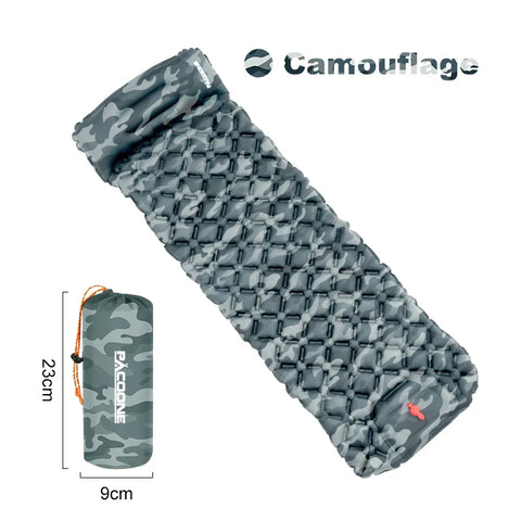 PACOONE Outdoor Camping Sleeping Pad Inflatable Mattress with Pillows - Ultralight Air Mat with Built-in Inflator Pump for Travel and Hiking