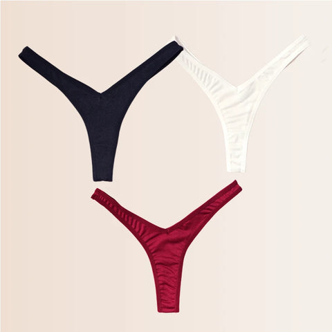 Seamless Thongs Solid Thong Panties for Women - Soft Silk Tangas