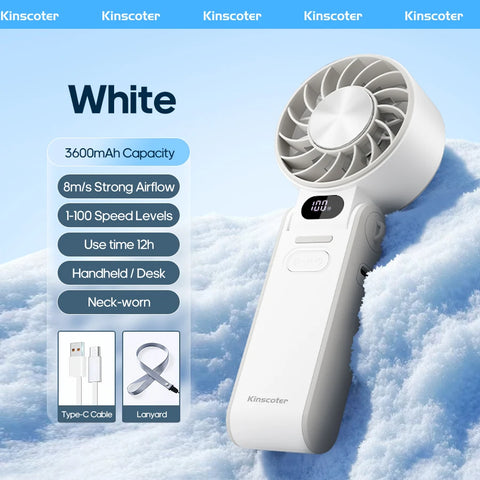 KINSCOTER Outdoor Foldable Portable Handheld Fan - Mini Cooling Rechargeable Turbo Fan