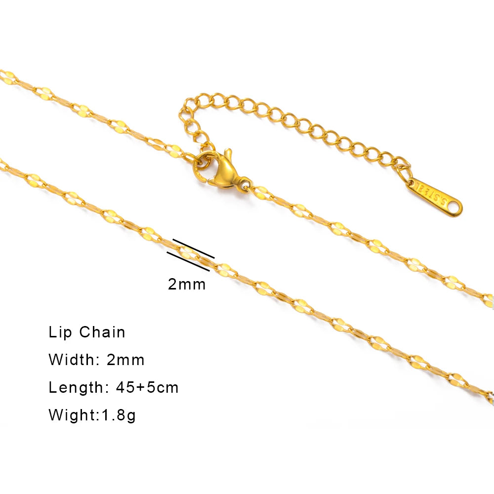 Skyrim Stainless Steel Gold Color Chain Necklace for Women – Minimalist Cuban Paperclip Twisted Snake Chain Fashion Jewelry