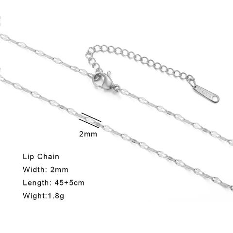 Skyrim Stainless Steel Gold Color Chain Necklace for Women – Minimalist Cuban Paperclip Twisted Snake Chain Fashion Jewelry