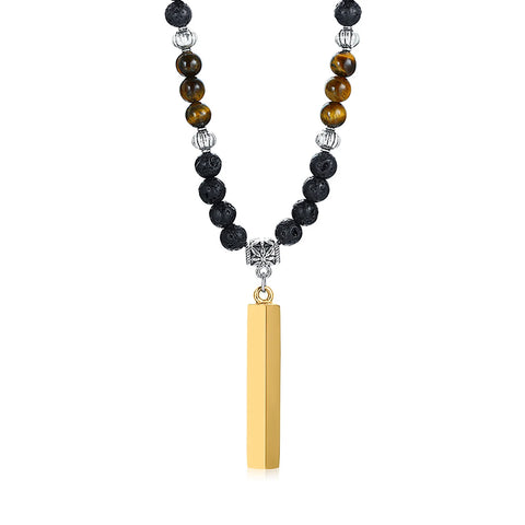 Tibetan Buddhist Phurba Kilaya Magic Dagger with Tiger’s Eye Lava Stone Necklace for Men
