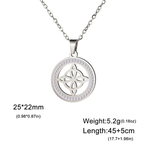 Skyrim Witchcraft Witch Knot Necklace - Stainless Steel Amulet with Clear Zircon Pendant | Perfect Wicca Jewelry Gift