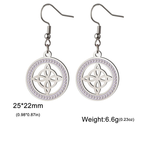 Skyrim Witch Knot Drop Earrings - Stainless Steel Amulet with Clear Zircon Pendant | Unique Witchcraft Jewelry for Valentine’s Day