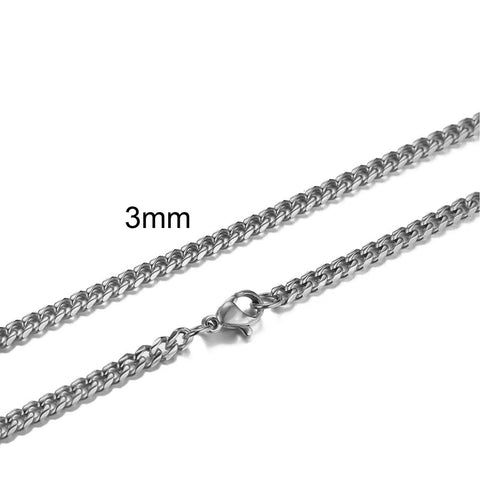 Stylish Punk Cuban Necklaces for Men and Women - Stainless Steel Miami Curb Collar in Silver, Black, and Gold