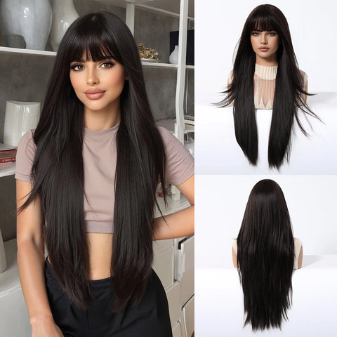 Blonde Golden Synthetic Wigs Long Straight Hair Natural Wig for Women Middle Part Wigs Cosplay Party Heat Resistant Fake Hair