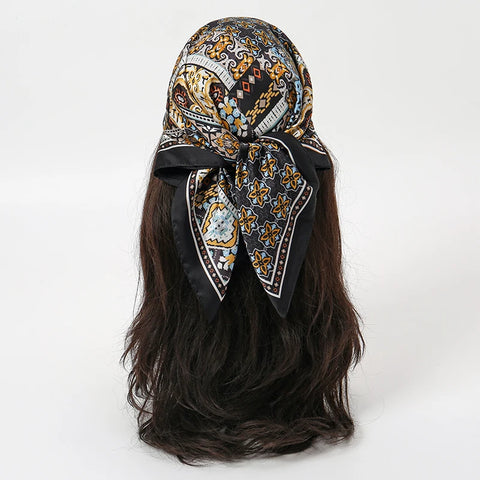 Summer Beach Heart Print Silk Hijab Scarf