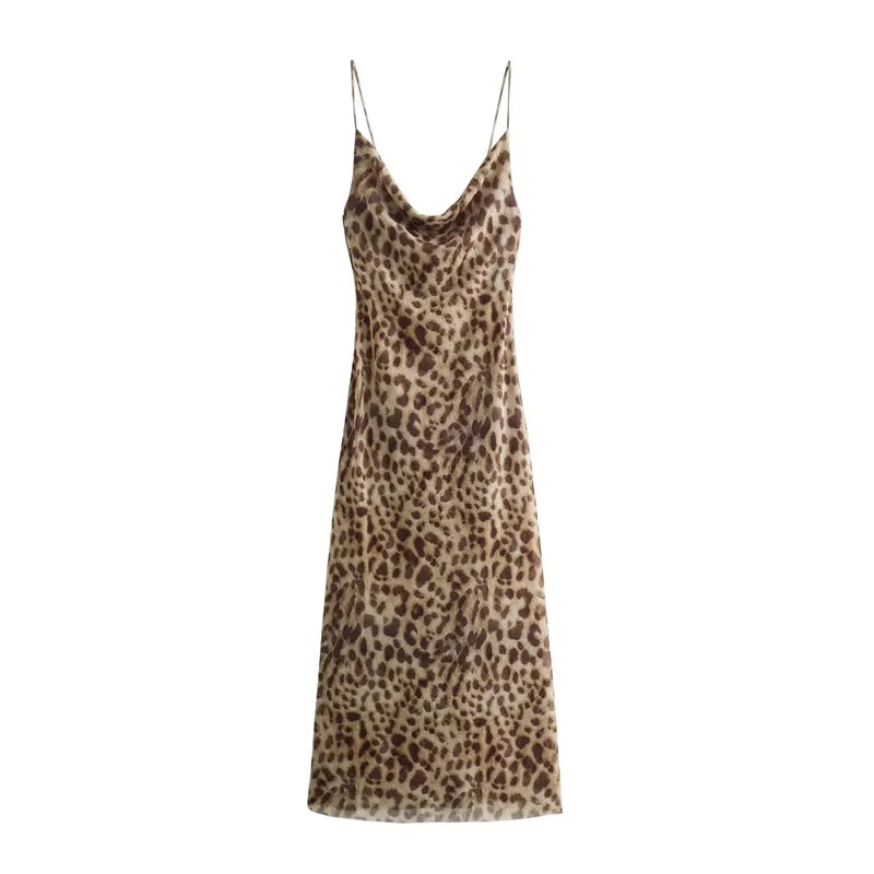MUJER Leopard Print Long Dress