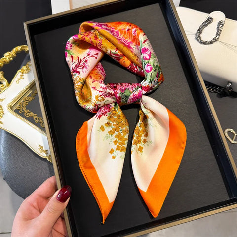 Luxury Horse Print Silk Neck Scarf for Women