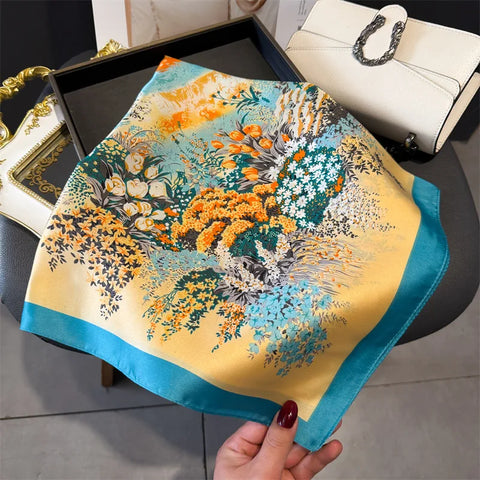 Luxury Horse Print Silk Neck Scarf for Women