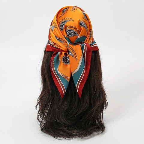 Summer Beach Heart Print Silk Hijab Scarf