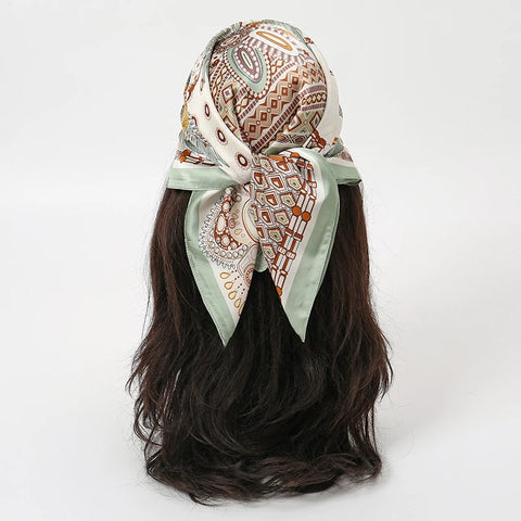 Summer Beach Heart Print Silk Hijab Scarf