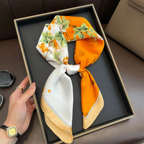2025 Luxury Silk Skinny Scarf with Cat Print