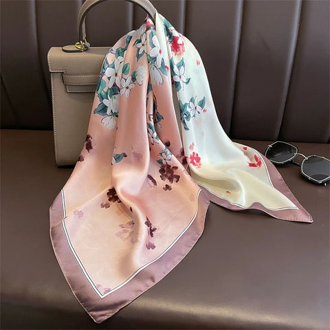 2025 Luxury Silk Skinny Scarf with Cat Print