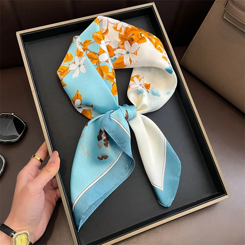 Summer Sunscreen Lemon Print Silk Scarf