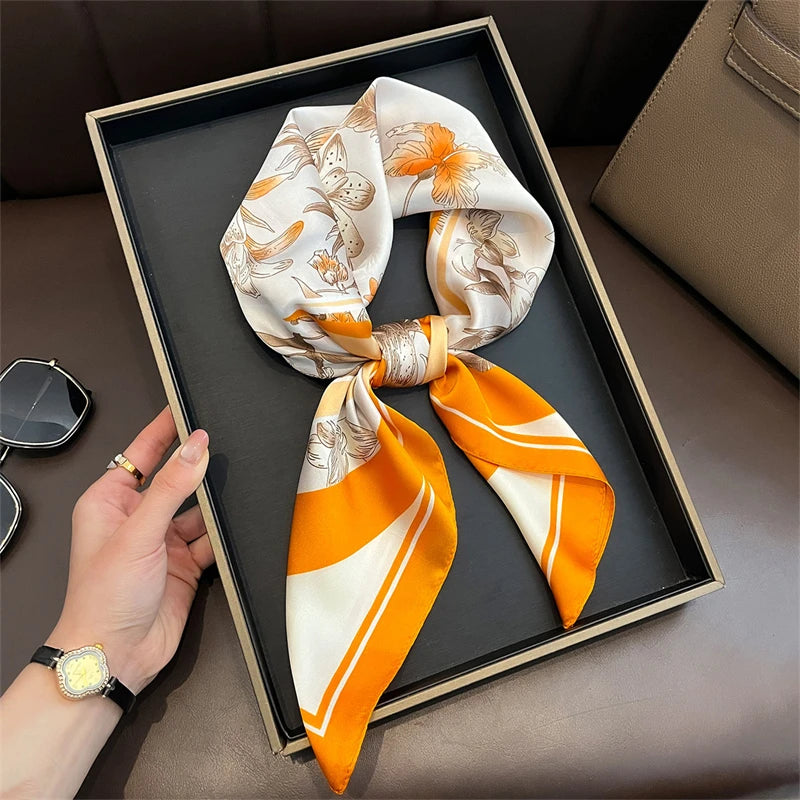 Summer Sunscreen Lemon Print Silk Scarf