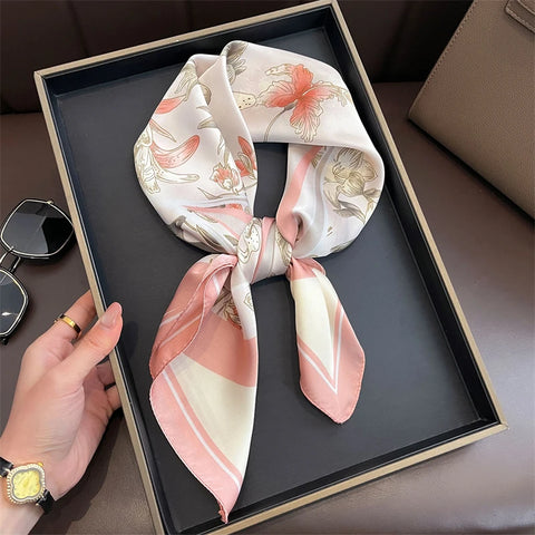 2025 Luxury Silk Skinny Scarf with Cat Print