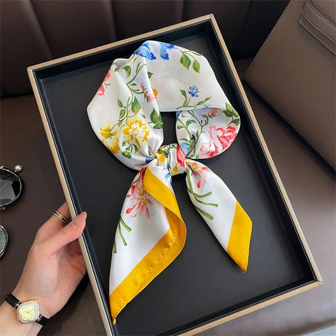 2025 Luxury Silk Skinny Scarf with Cat Print