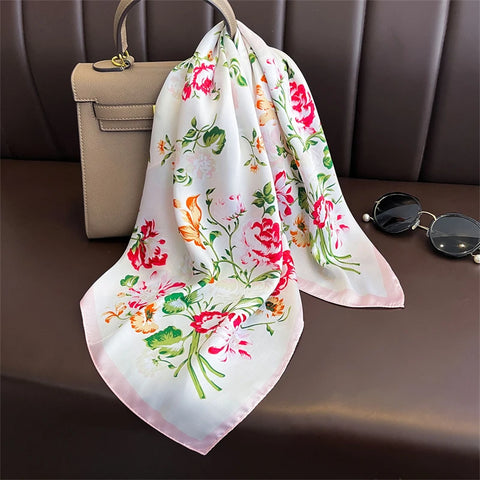 2025 Luxury Silk Skinny Scarf with Cat Print