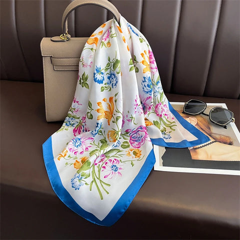 Summer Sunscreen Lemon Print Silk Scarf