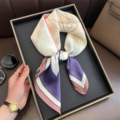 2025 Luxury Silk Skinny Scarf with Cat Print
