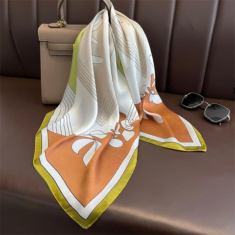 2025 Luxury Silk Skinny Scarf with Cat Print