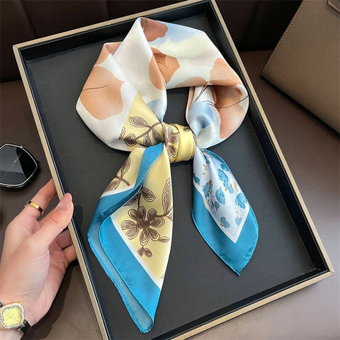2025 Luxury Silk Skinny Scarf with Cat Print