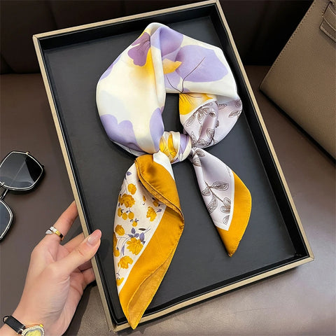 2025 Luxury Silk Skinny Scarf with Cat Print