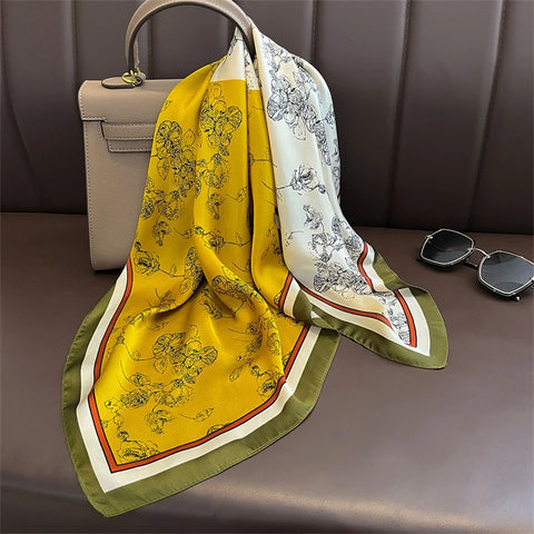 2025 Luxury Silk Skinny Scarf with Cat Print