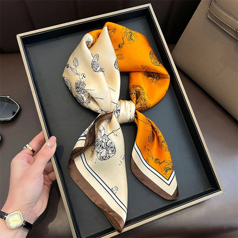 2025 Luxury Silk Skinny Scarf with Cat Print
