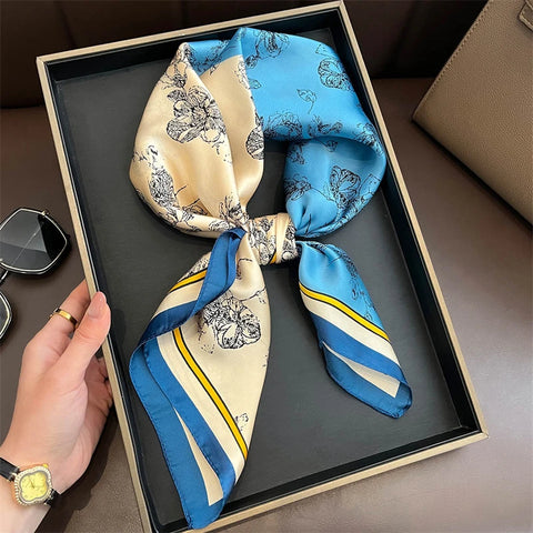 2025 Luxury Silk Skinny Scarf with Cat Print