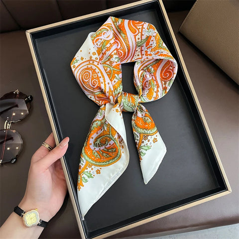 Summer Sunscreen Lemon Print Silk Scarf