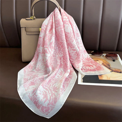 2025 New Fashion 70X70cm Printed Women's Pashmina Silk Scarf