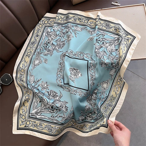 Luxury Floral Silk Scarves for Women