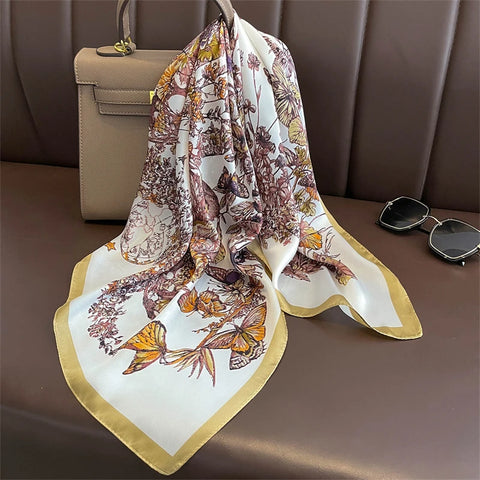 2025 Luxury Silk Skinny Scarf with Cat Print