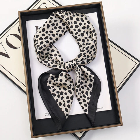 Leopard Print Silk Hairband Scarf for Women