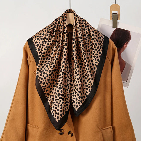 Leopard Print Silk Hairband Scarf for Women