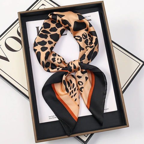 Leopard Print Silk Hairband Scarf for Women