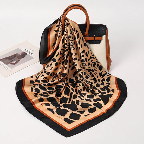 Luxury Satin Silk Square Scarf for Women