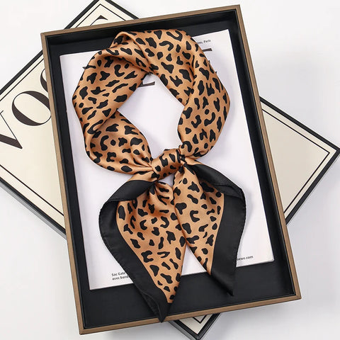Leopard Print Silk Hairband Scarf for Women