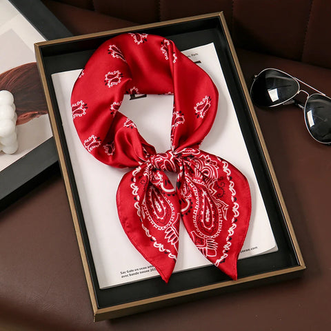 Fashion Print Silk Hairbands Scarf Women 2025 Spring New Elagant Floral Bandana Neck Kerchief Head Bands Foulard Female Scarfs